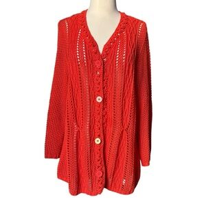 Coldwater Creek | Women's Orange Button Down Cardigan Knit Sweater Size Large